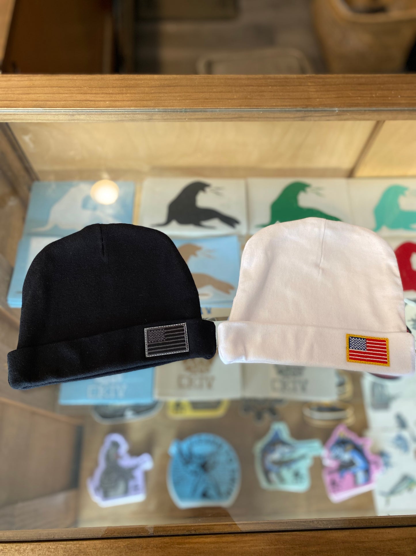 American Flag Beanie - White