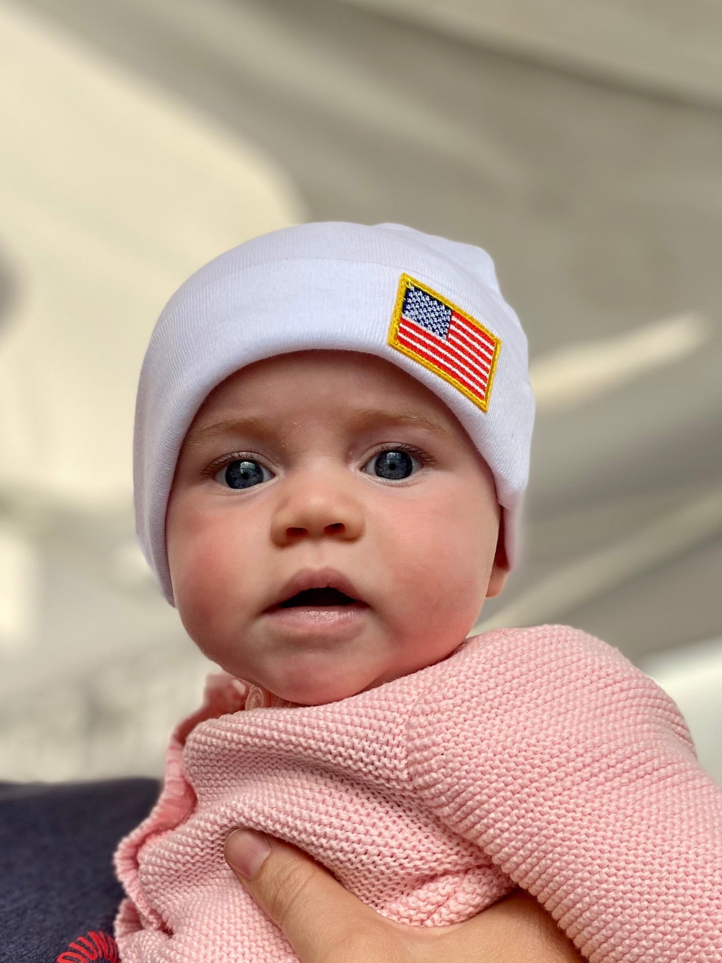 American Flag Beanie - White